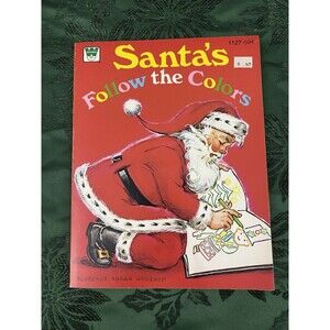 Whitman Santa’s Follow The Colors Xmas Coloring Book Florence Winship Vtg 1969